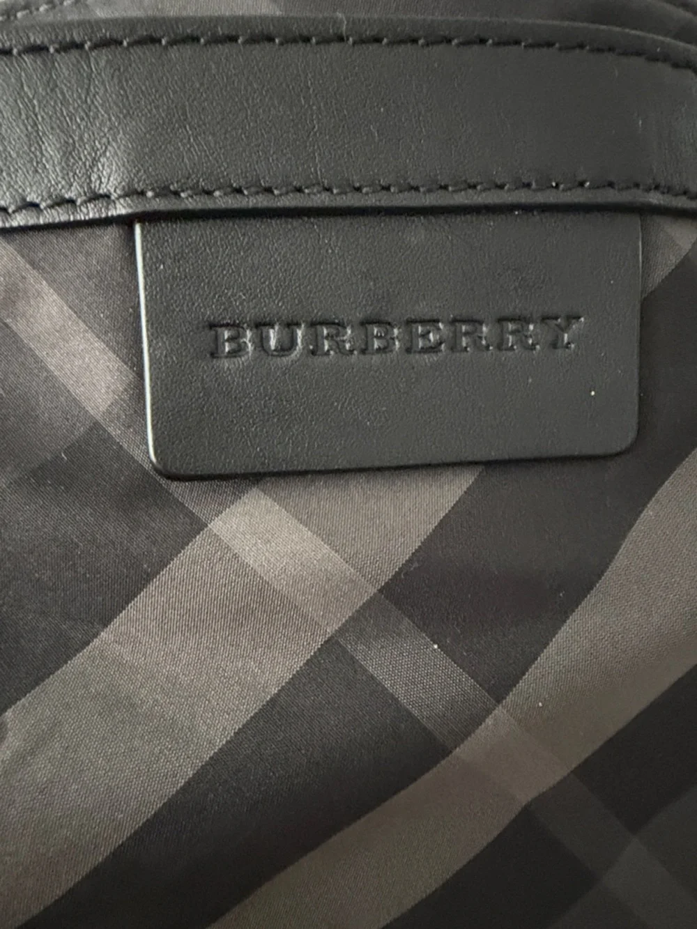 Burberry Charcoal Plaid Shoulder Tote - Picture 3 of 5